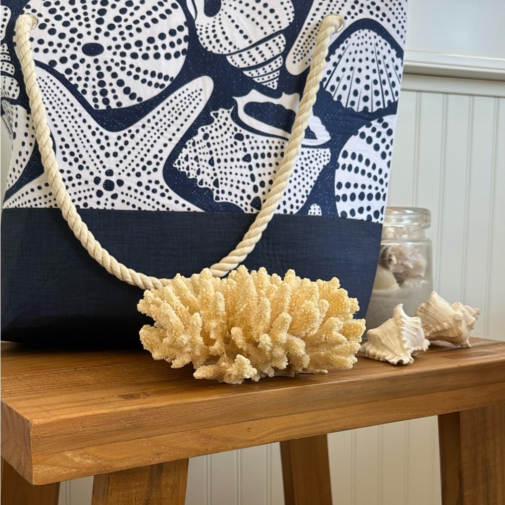 Nautical Blue and White Tote Bag w/travel strap